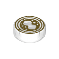 Деталь LEGO Tile Round 1 x 1 with Black Swirl print, Прозрачный бесцветный