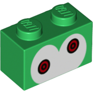 Brick Special 1 x 2 with 2 Studs on 1 Side with White Eyes, Red Pupils print