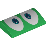 Набор LEGO Slope Brick Curved 2 x 4 x 2/3 No Studs, with Bottom Tubes and Blue Eyes Print, Зеленый