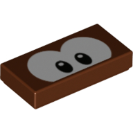 Набор LEGO Tile 1 x 2 with White Eyes print, Красно-коричневый