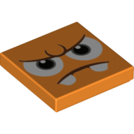 Набор LEGO Tile 2 x 2 with Angry Face, Fangs print, Оранжевый