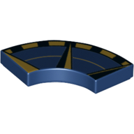 Деталь LEGO Tile 2 x 2 Curved, Macaroni with Dark Tan/Dark Blue Outer Compass Print, Темно-синий