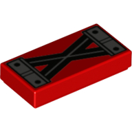 Набор LEGO Tile 1 x 2 with Dark Bluish Grey Steel, Black Beams in X-Shape print, Красный
