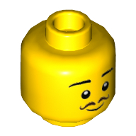 Деталь LEGO Minifig Head Mr Produce, Thin Eyebrows and Moustache, Smile Print, Желтый