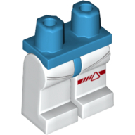 Деталь LEGO Hips and White Legs with Red Line/Triangle Print, Темно-лазурный