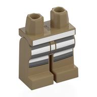Деталь LEGO Hips and Dark Tan Legs with Black/White/Dark Bluish Grey Stripes print, Темно-песочный