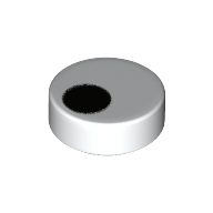 Деталь LEGO Tile Round 1 x 1 with Black Off-Center Dot/Circle/Eye print, Белый