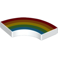 Деталь LEGO Tile 2 x 2 Curved, Macaroni with Red/Orange/Yellow/Green/Blue Rainbow Print, Белый