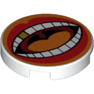 Tile Roune 2 x 2 with Open Mouth, Orange Tongue, Gold Tooth print