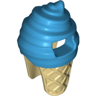 Деталь LEGO Costume Ice Cream Suit with Tan Cone Pattern, Темно-лазурный