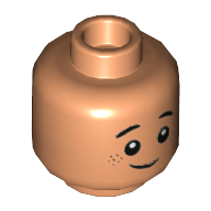 Деталь LEGO Minifig Head, Eyebrows, Freckles, Smile / Scared Print, Телесный