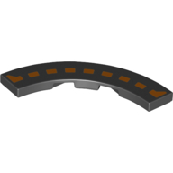Tile 4 x 4 Curved, Macaroni with Bright Orange Dotted Line print