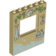 Набор LEGO Panel 1 x 6 x 6 with Window with Plants, Towel, Soaps, Bubbles print, Tan