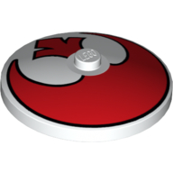 Деталь LEGO Dish 4 x 4 Inverted [Radar] with Red Rebel Loge print, Белый