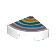 Деталь LEGO Tile Round 1 x 1 Quarter with Rainbow Print, Белый