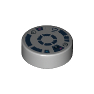 Tile Round 1 x 1 with R2-D2 Head print