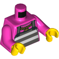 Деталь LEGO Torso Shirt, Apron with Prison Stripes, Gold Chain Print, Dark Pink Arms, Yellow Hands, Темно-розовый