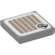 Набор LEGO Tile 2 x 2 with Groove with Scaredy Rat and Barcode Print (Sticker), Светлый сине-серый