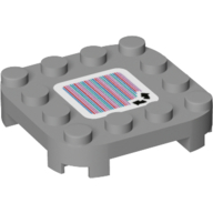 Plate Round Corners 4 x 4 x 2/3 Circle with Reduced Knobs, Two Arrows at Right Angles and Barcode Print (Sticker)