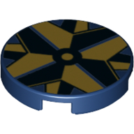 Деталь LEGO Tile Round 2 x 2 with Dark Blue/Dark Tan Compass Center print, Темно-синий