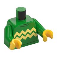 Деталь LEGO Torso Sweater with 2 Bright Light Yellow Zigzag Stripes Print, Bright Green Arms, Yellow Hands, Ярко-зеленый