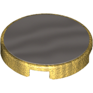 Деталь LEGO Tile Round 2 x 2 with Bottom Stud Holder with Silver Mirror Surface Print, Жемчужно-золотой