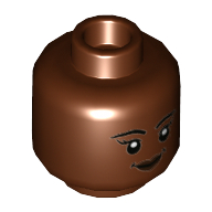 Деталь LEGO Minifig Head Shuri, Dark Brown Lips, Smile, Open Mouth / Closed Mouth print, Красно-коричневый