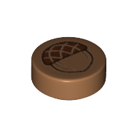 Деталь LEGO Tile Round 1 x 1 with Small Acorn Print, Средне-темный телесный