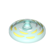 Деталь LEGO Dish 3 x 3 Inverted [Radar] with Shade of Yellow Paint Strokes in Circles print, Прозрачный светло-голубой