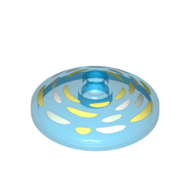 Деталь LEGO Dish 3 x 3 Inverted [Radar] with Shade of Yellow Paint Strokes in Circles print, Прозрачный темно-синий