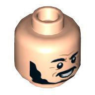 Деталь LEGO Minifig Head Sallah, Big Black Bears, Raised Eyebrow, Mean Grin print, Светлый телесный