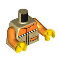 Деталь LEGO Torso Jacket, Stitch Markings, Orange Top, Pockets print, Orange Arms, Yellow Hands, Песочный