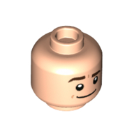 Деталь LEGO Minifig Head Jim Halpert, Thick Dark Brown Eyebrows, Smile with Raised Eyebrow / Neutral print, Светлый телесный