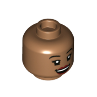 Деталь LEGO Minifig Head Kelly Kapoor, Eyelashes, Dark Red Lips, Open Mouth with Teeth / Quizzical Closed Mouth print, Средне-темный телесный