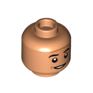 Деталь LEGO Minifig Head Oscar Martinez, Reddish Brown Contour Lines, Slight Smile with Thin Open Mouth / Serious print, Телесный