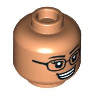 Деталь LEGO Minifig Head, Black Glasses, Open Mouth Teeth Smile/Smirk print, Телесный