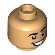 Деталь LEGO Minifig Head, Raised Eyebrow, Mean Smile print, Теплый песочный