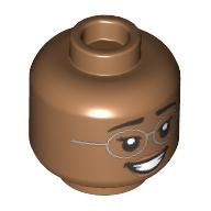 Деталь LEGO Minifig Head, Silver Glasses, Stern/Annoyed Look/Big Smile with Teeth print, Средне-темный телесный