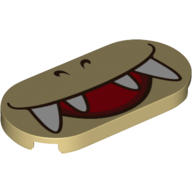 Деталь LEGO Tile Round 2 x 4 with Mouth, Fangs print, Песочный