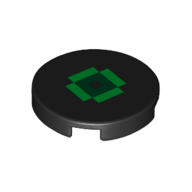 Деталь LEGO Tile Round 2 x 2 with Green Pixelated Eye print, Черный