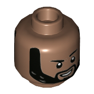 Деталь LEGO Minifig Head Master Karl Mordo, Beard, Smile with Raised Left Eyebrow / Serious with Closed Mouth Print, Средне-коричневый
