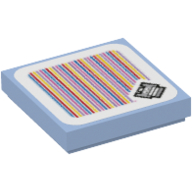 Набор LEGO Tile 2 x 2 with Groove with  Big Spike and Barcode Print (Sticker), Bright Light Blue