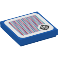 Набор LEGO Tile 2 x 2 with Groove with Boomerang Bros Head and Barcode Print (Sticker), Голубой