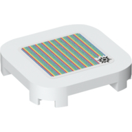 Деталь LEGO Tile Round Corners 4 x 4 x 2/3 with Explosion and Barcode Print (Sticker), Белый
