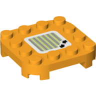 Деталь LEGO Plate Round Corners 4 x 4 x 2/3 Circle with Reduced Knobs with Two Opposite Arrows and Barcode Print (Sticker), Ярко-светло-оранжевый