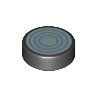 Tile Round 1 x 1 with White/Medium Blue Circles print