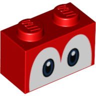 Набор LEGO Brick 1 x 2 with Blue Eyes (Yoshi) Print, Красный
