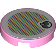Деталь LEGO Tile Round 2 x 2 with Bottom Stud Holder with Yoshi Fruit and Barcode Print (Sticker), Ярко-розовый