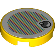 Деталь LEGO Tile Round 2 x 2 with Bottom Stud Holder with Yoshi Fruit and Barcode Print (Sticker), Желтый