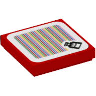 Набор LEGO Tile 2 x 2 with Groove with Toady and Barcode Print (Sticker), Красный